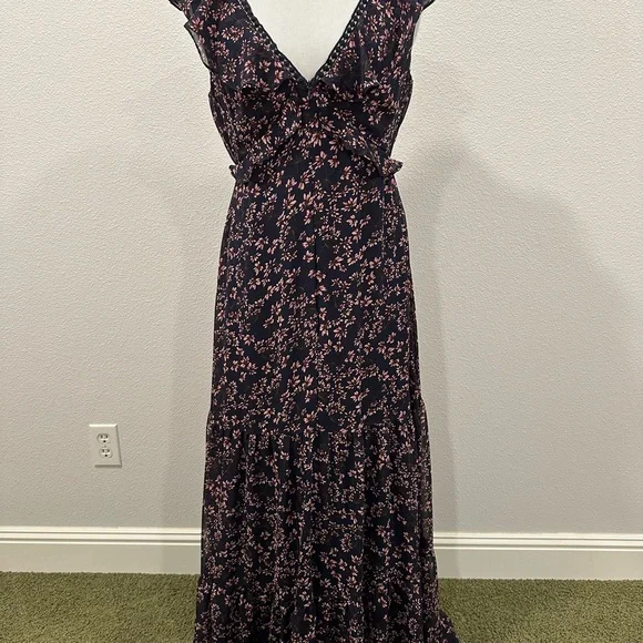 Lulu's Navy and Pink Floral Maxi Dress - Picture 4 of 5